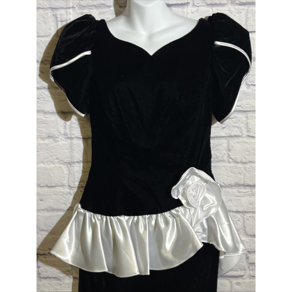 Vintage Alfred Angelo Velvet Dress 11/12 • Union Made • Satin Waist Rose READ - Picture 2 of 15
